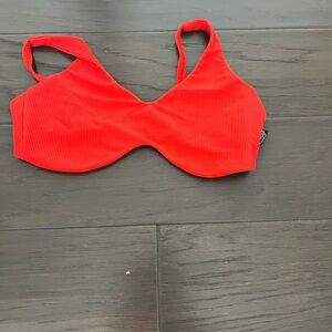 Vibrant Red Ribbed Sports Bra